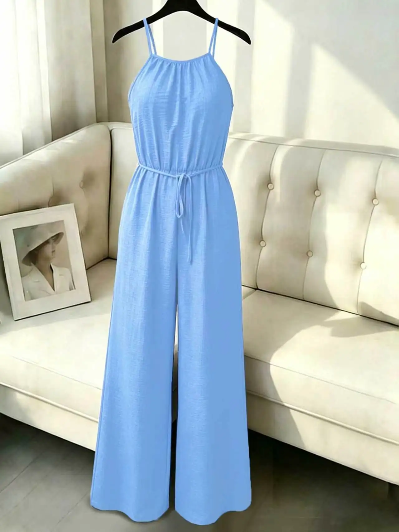 Women's Sleeveless Jumpsuit With Suspenders Pockets Casual Loose Solid Color Summer Cotton Blend Polyester Image 11