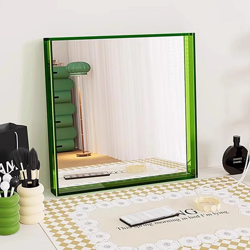 

+--Hand Luxury Mirror Small Makeup Accessories Funky Frame Square Vanity Aesthetic Nordic Mirror Universal Spiegels Home Product