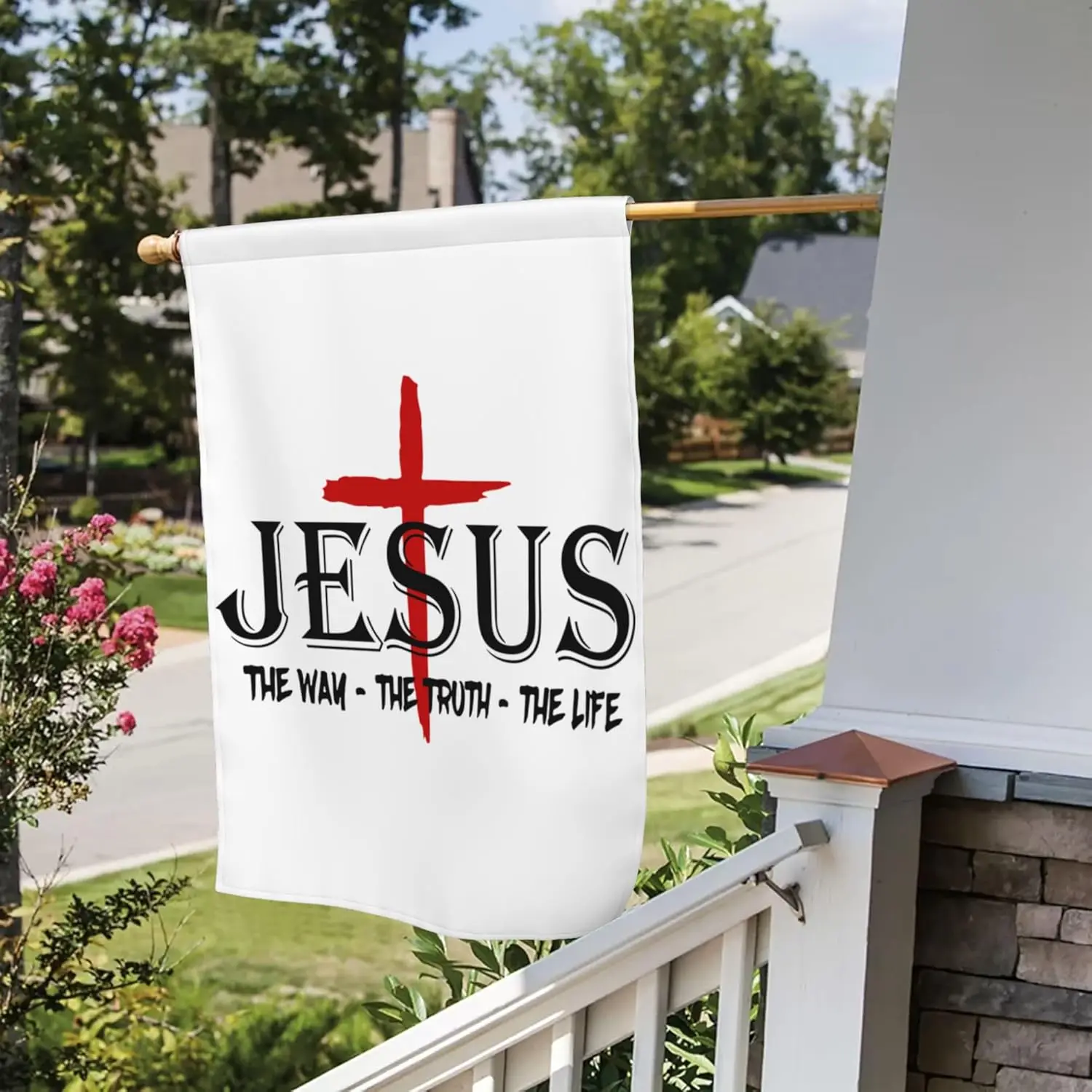 Jesus The Way Truth Life Flag Christian Jesus American Garden Flags for Outside 12x18 Double Sided Faith Over Fear Jesus Flag Ou