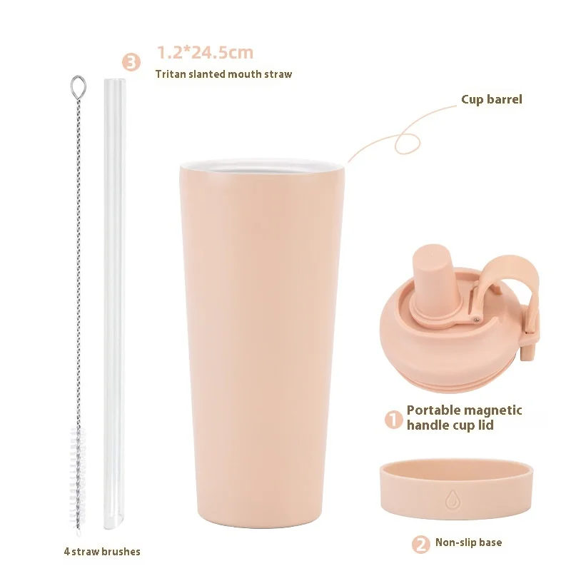 Nowy kubek termiczny 710 ml z izolacją, przenośny kubek z magnetycznym uchwytem, kubek z dużym otworem i przyssawką, kubek z powłoką ceramiczną wewnątrz.