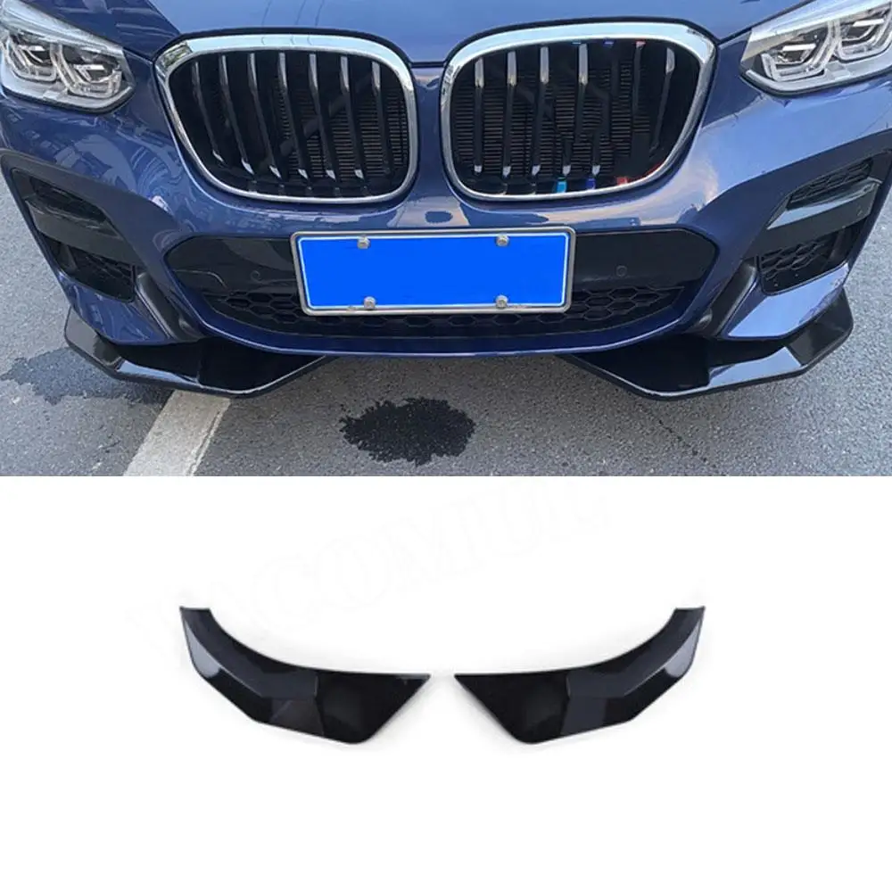 

FRP Gloss Black Car Front Bumper Lip Chin Splitters Flaps Apron Guard Covers For BMW X3 G01 X4 G02 M Sport 2019 2020 2021