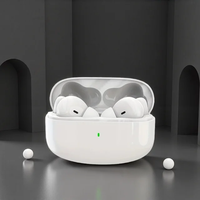 Fone de ouvido Bluetooth sem fio, modelo TWS, com microfone, som estéreo, design intra-auricular para prática de esportes, controle por toque e longa duração da bateria, compatível com todos os smartphones.