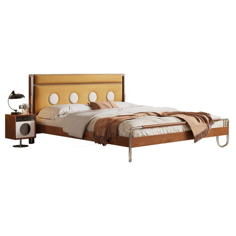 

Medieval solid wood soft bed log 1.8 meters double