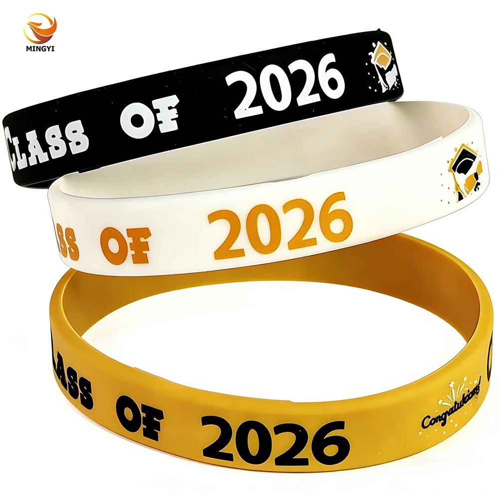 

24pcs Class of 2026 Graduation Silicone Wristbands Congrats Grad Celebrating Bracelets for Teacher Student Party Favors Supply