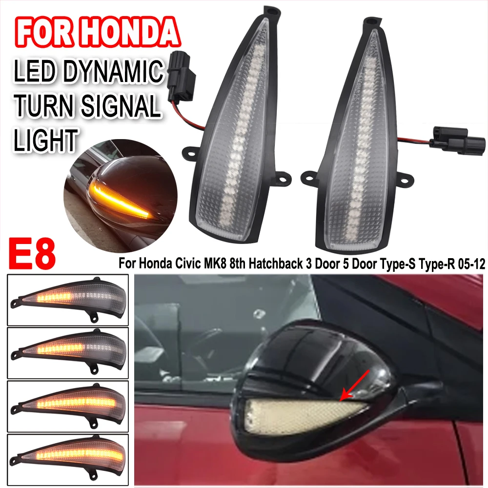 Car Stying For Honda Civic 8th MK8 Type-S Type-R FN 1 2 3 FK 1 2 3 Dynamic Turn Signal Light LED Rearview Mirror Blinke Lamp