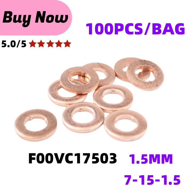 100PCS F00VC17505 Injector Nozzle Copper Washer F00VC17504 F00VC17503 F00VC17502 Diesel Sprayer Gasket F00VC17506 For B-osh Shim