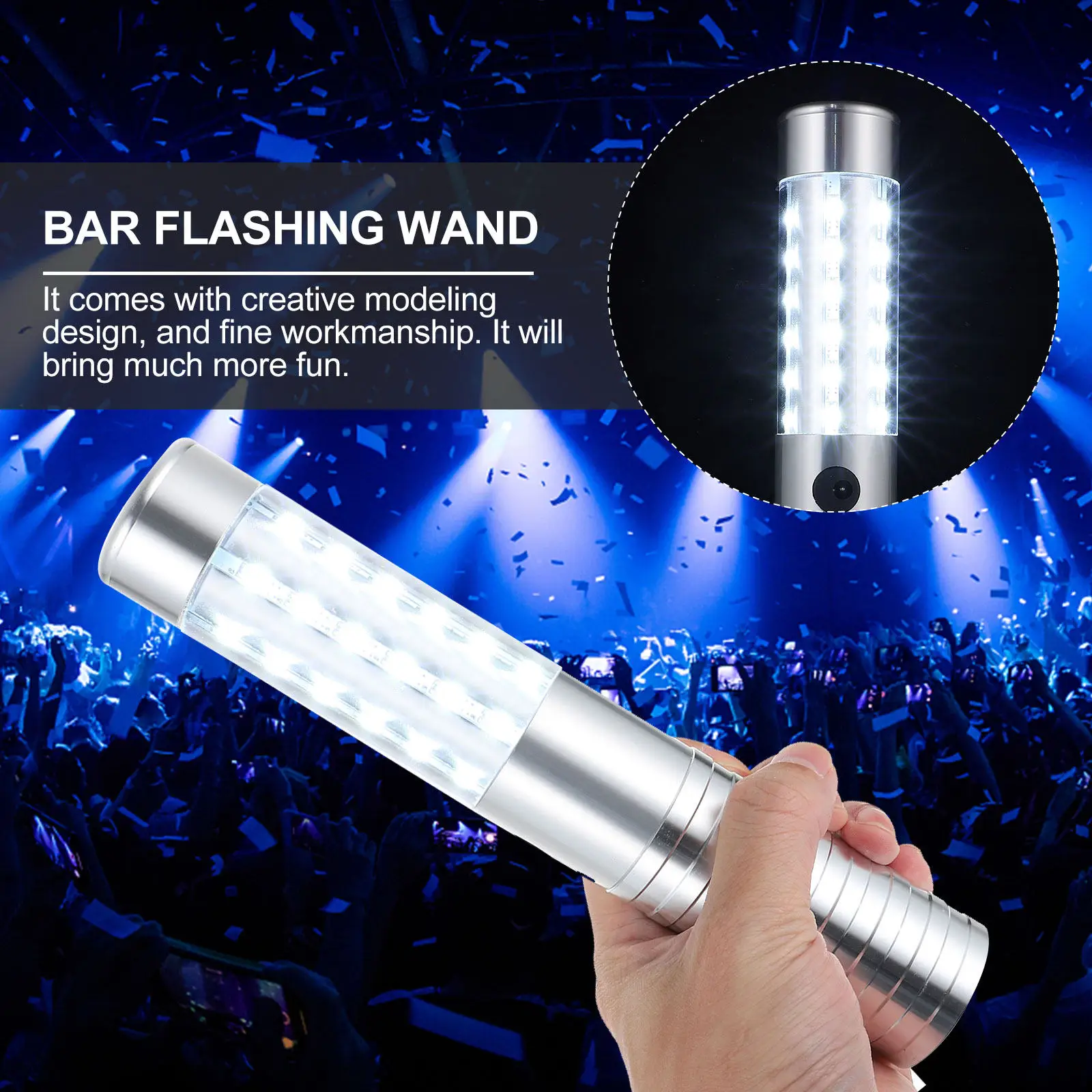 

Party Glowing Stick Handheld Charging LED White Light Glowing Wand for Bar Ktv Concert Night Flashing Party Supply Cheering