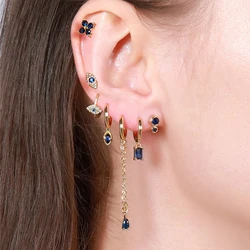 1PC Stainless Steel Blue Color Evil Eye Small Hoop Earrings for Women Tiny Ear Cartilage Piercing Punk Earings Unisex Jewelry