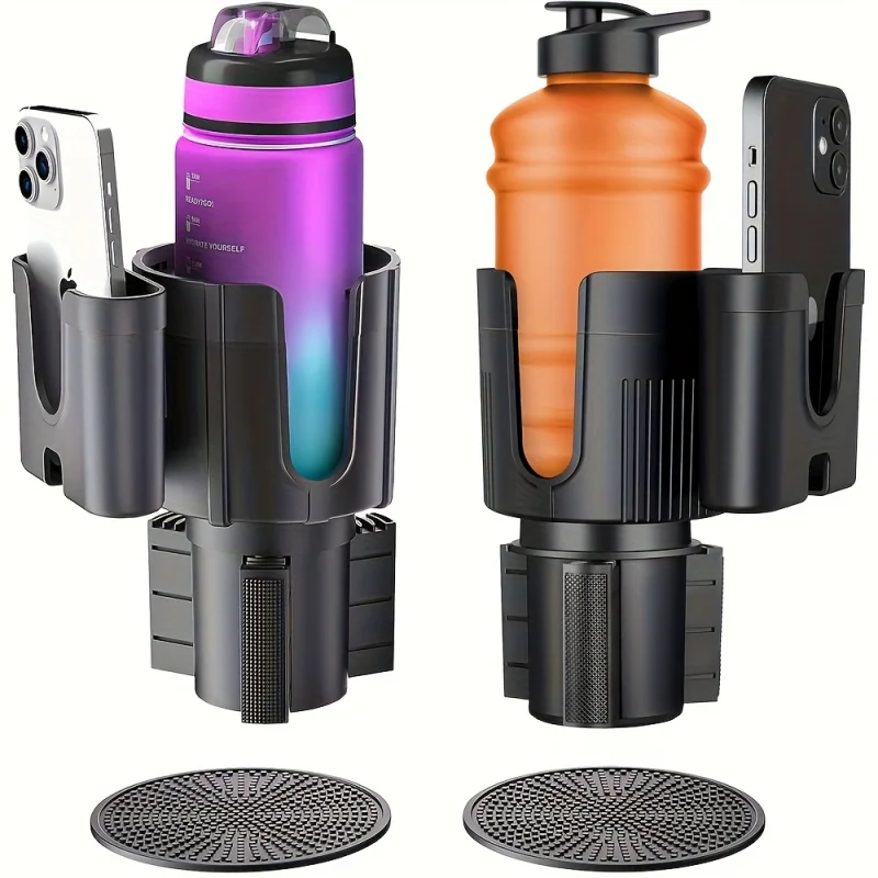 

Автомобильный подстаканник 2-в-1, крепление для телефона с регулируемым основанием, универсальный, подходит для бутылок 32/40 унций и телефонов 3,2-4,0 дюйма