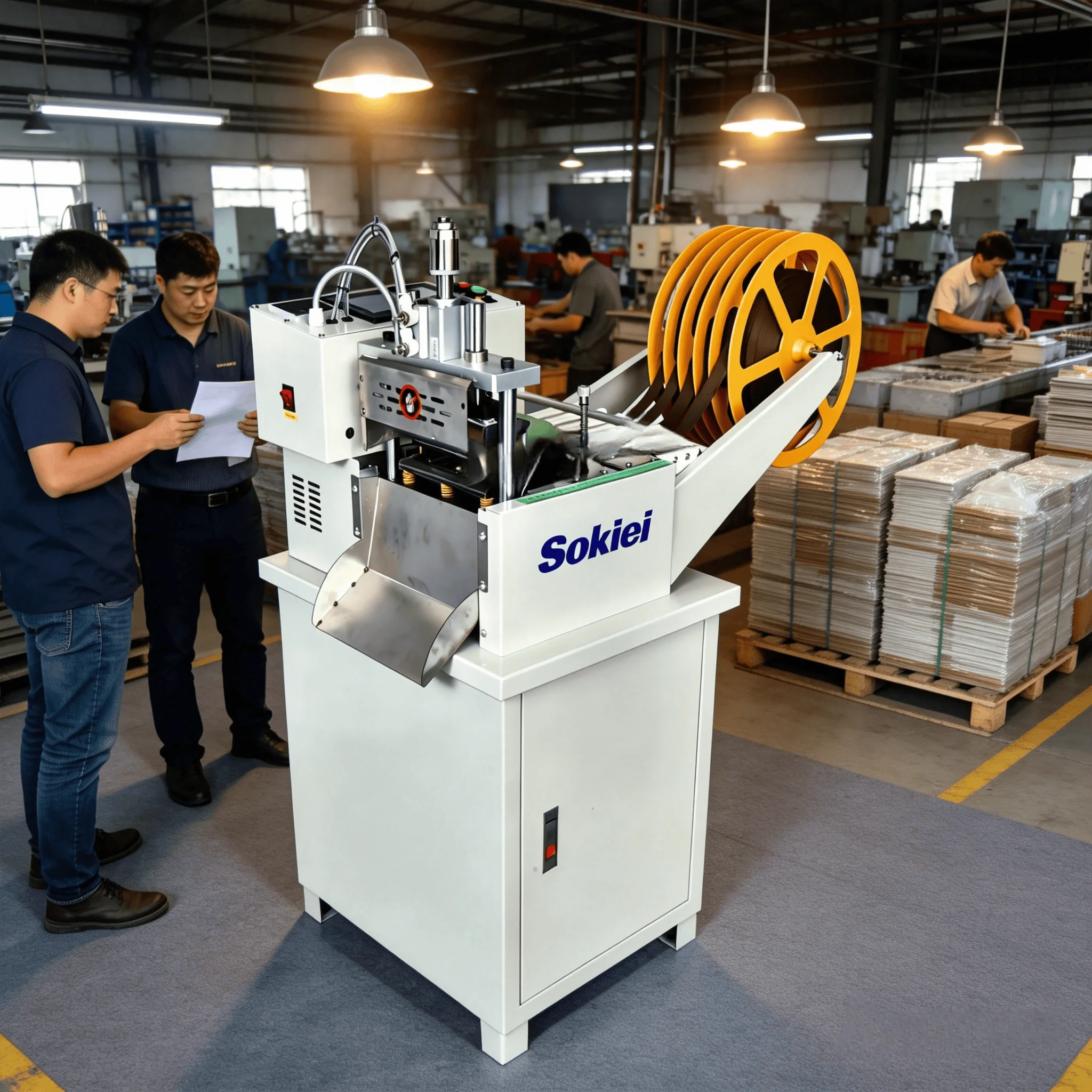Industrial Automatic Pneumatic Strap Cutter, Heavy Duty Webbing & Belt Cutting Machine 1200 RPM For Warehouse & Packaging