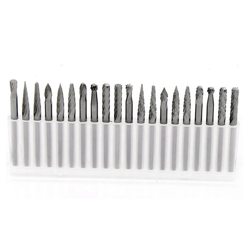 20 Pieces 1/8 Inch (3Mm) Shank Tungsten Steel Burr Grinder Rotary Set With Double Cut Rotary Tool Bits For Woodworking