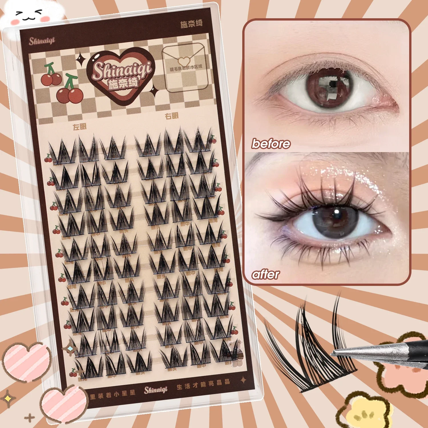 Natural Cat False Eyelashes 3d Faux Mink Manga Lashes Fluffy Lashes Soft Winged Natural Realistic Eyelash Extension Lash Makeup