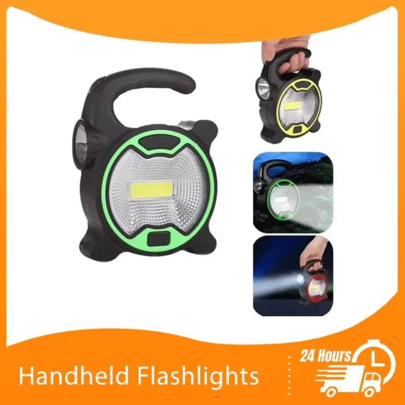 

Handheld Flashlights Camping Work Light Battery COB LED Powered Handheld Lamp Flashlight Outdoor Tent Lights Without Battery