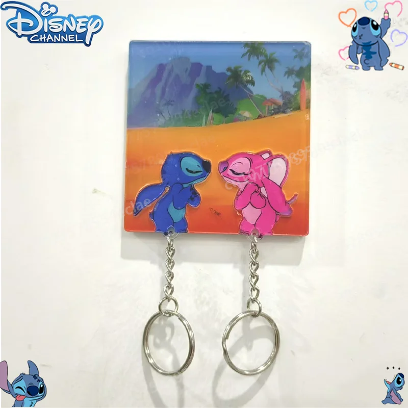 Disney Stitch Key Chain Refrigerator Sticker Personality Creative Couple Pendant Cute Lighting Macqueen Decorative Key Pendant