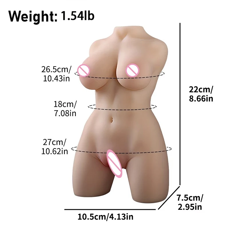 Realistic Small Torso Sex Doll,Portable Lifelike TPE Male Masturbator with Pocket Pussy Vaginal,Mini Sex Love Doll for Men with