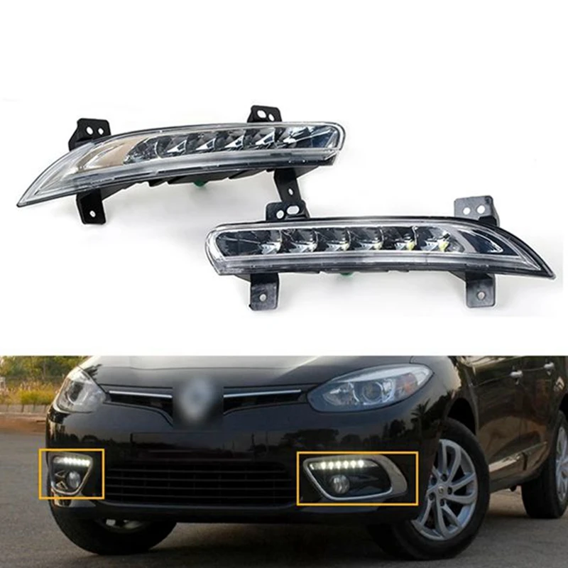 Car Front LED DRL Fog Light For Renault Fluence 2014+ Auto Driving Lamp Daytime Running Light Bumper Lamp