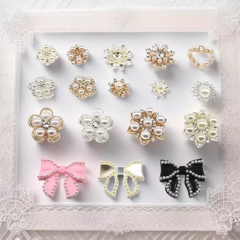 10Pcs Multi style Pearl Alloy Water Diamond Flower Plate Jewelry Diy Wedding Dress Headwear Decoration Accessorie