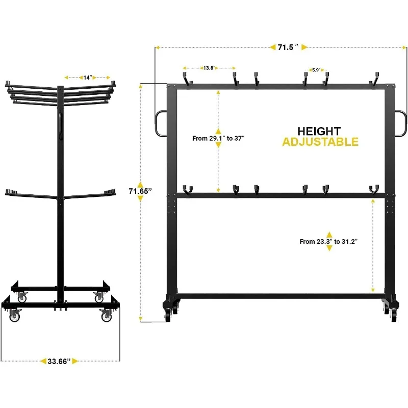 Imagem -03 - Inovador Móvel Dobrável Mesa e Cadeiras Carrinho Cadeira Dolly 84 Cadeira Dobrável Capacidade Heavy Duty Metal Cadeira Rack