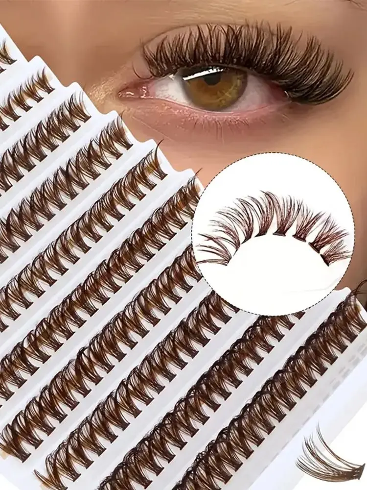 200 Cluster 40P Braune Wimpern, 8-16mm, Natürliches Braun Make-up DIY Wimpernverlängerungen, Geeignet für tägliche Zusammenkünfte