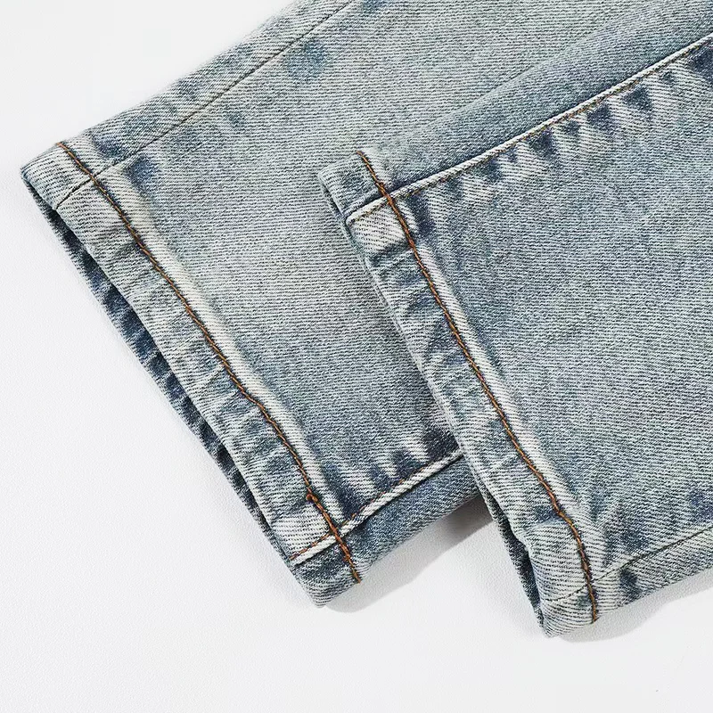 Y2K designer moda nuovi jeans stretch slim fit lavato toppa nostalgica jeans azzurri retrò pantaloni di marca hip-hop di alta strada ho