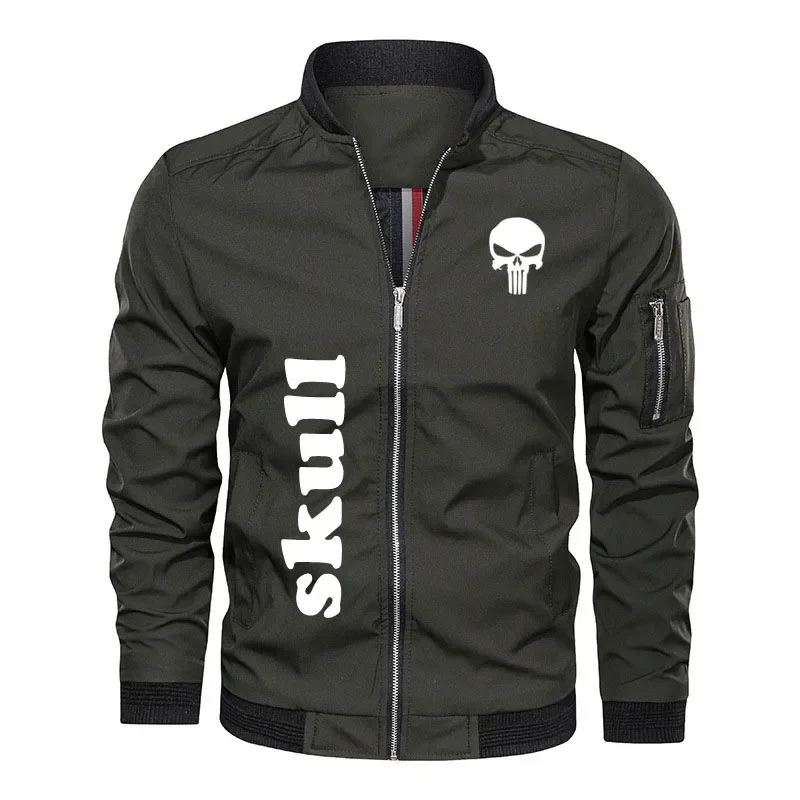 

Hip hop street men's baseball jacket Oversized jacket S-7xl skull print Men's clothing Outdoor sports High-end tactical military