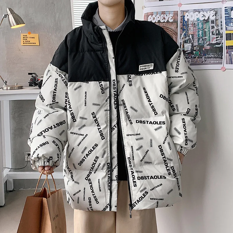 Winter Outdoor Coat Men Warm Puffer Jacket Thick Parkas Korean Fashion Casual Men Cotton Padded Down Outwear Zipper Parka Jacket