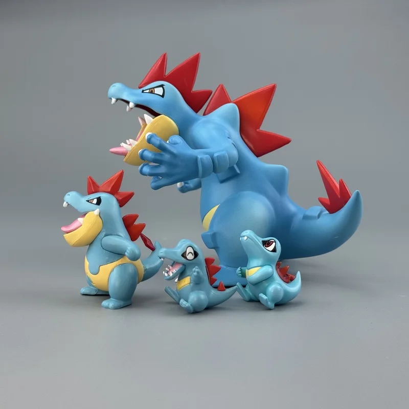 ポケモンポケットモンスタートトダイルクロコナウフェラリガトゥル進化セットgk手作り樹脂像アニメフィギュアコレクタブルおもちゃ