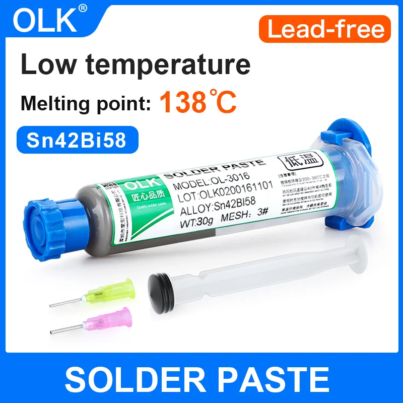 New Type Low Temperature Lead-free Syringe smd Solder Paste Flux For Soldering Led Sn42Bi58 Sn63 SMD Repair Welding paste