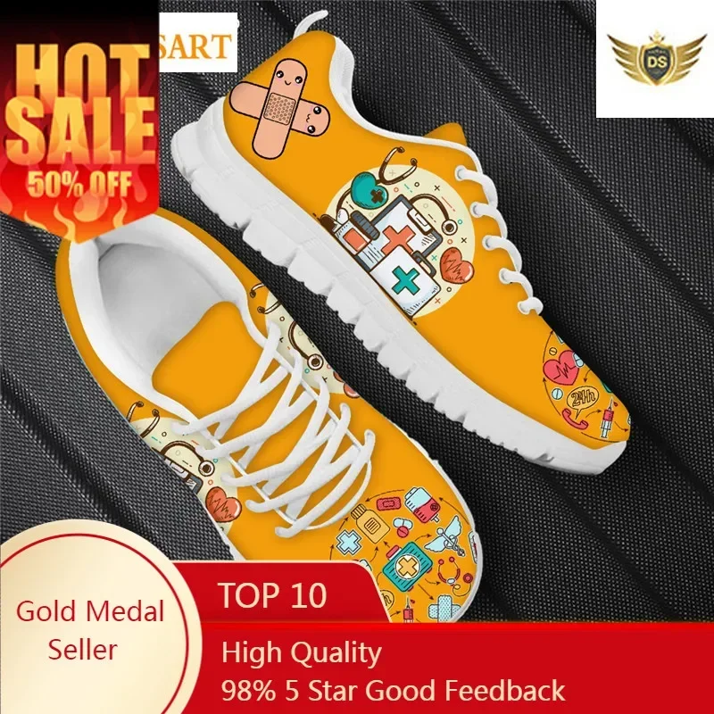 Orange Health Medical Design Women Casual Flats  Fashion New Nurse Shoes Paramedic Outdoor Sport Sneaker mujer