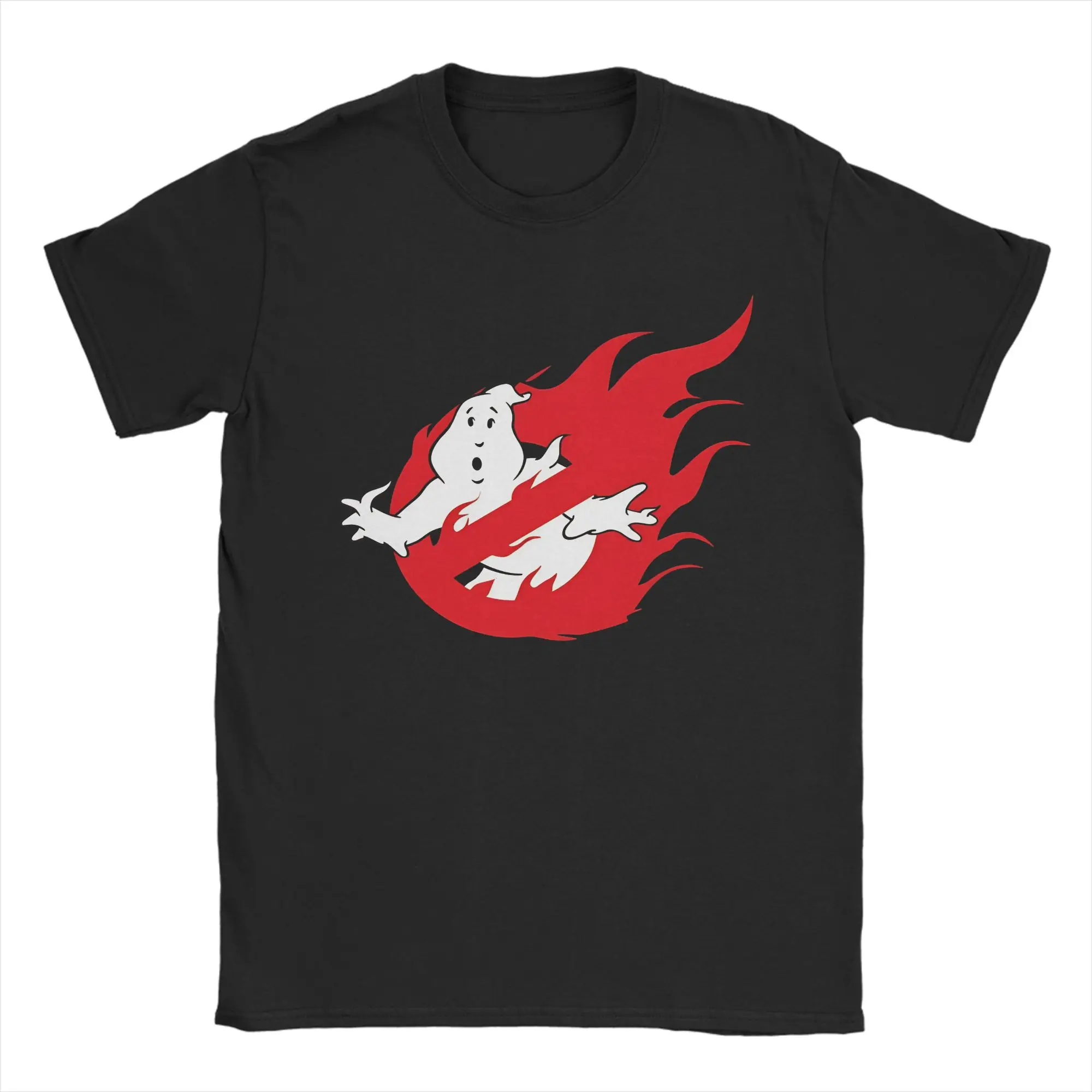 The Ghostbusters in Fire Cotton T-Shirt For Men Beach  Y2K Funny T Shirts O-Neck Leisure Tees Oversized Custom Logo Tops