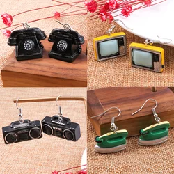 Personalized Old Item Earrings Telephone TV Iron Radio Retro Chinese Style Earrings Jewelry