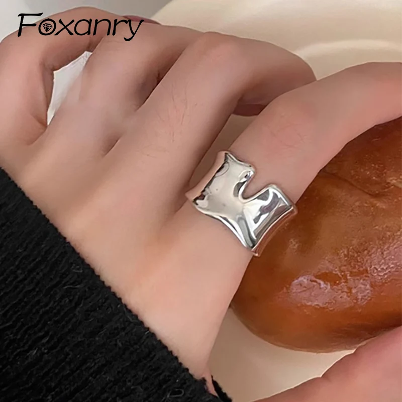 Mewanry Silver Color Smooth Irregular Geometric Rings For Women Couples Simple Trendy Elegant Handmade Birthday Jewelry Gifts