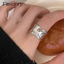 Mewanry Silver Color Smooth Irregular Geometric Rings For Women Couples Simple Trendy Elegant Handmade Birthday Jewelry Gifts