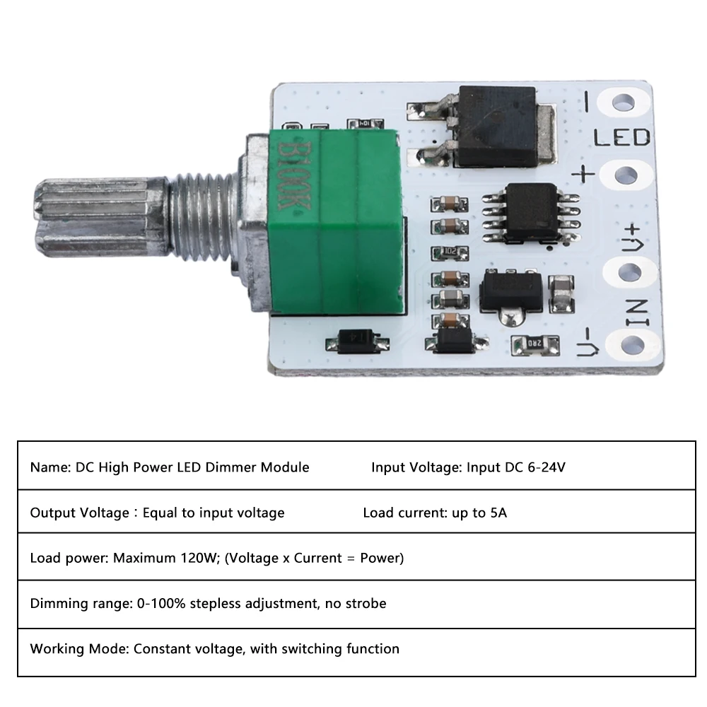 DC3.7V-24V LED Dimmer Infinitely Variable LED Constant Voltage Dimming Module With Switch For LED Strip Controls