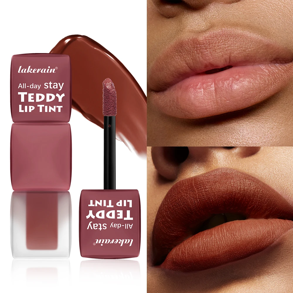 Teddy Lip Tint Waterproof Makeup Lip Stain Super Stay Long Lasting Matte Lipstick for Up To 12H Wear Mascara Tear 1 Count