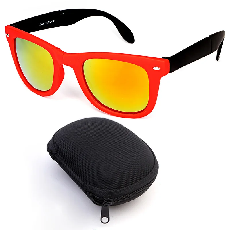 Tragbare, faltbare Sonnenbrille mit Box, modische Sonnenbrille, UV400 AC-Gläser, rutschfestes Design, Outdoor-Brille für Männer und Frauen, Retro-Glas – Detail 4
