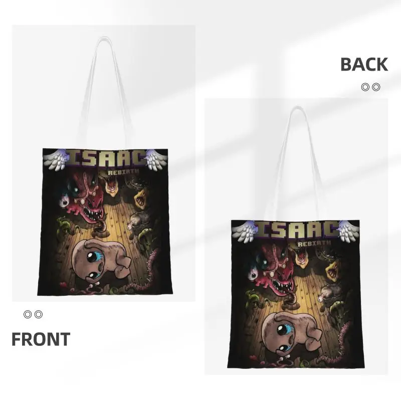 Fashion The Binding Of Isaac Shopping Tote Bag Reusable Adventure Cartoon Game Canvas Groceries Shopper Shoulder Bag