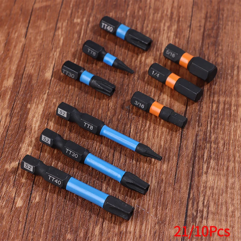 21/10Pcs Star Impact Drill Bit Set S2 Steel Hex Head Shank Magnetic Screwdriver Driver Bits Holder Wrench Electric Drill Tools‘