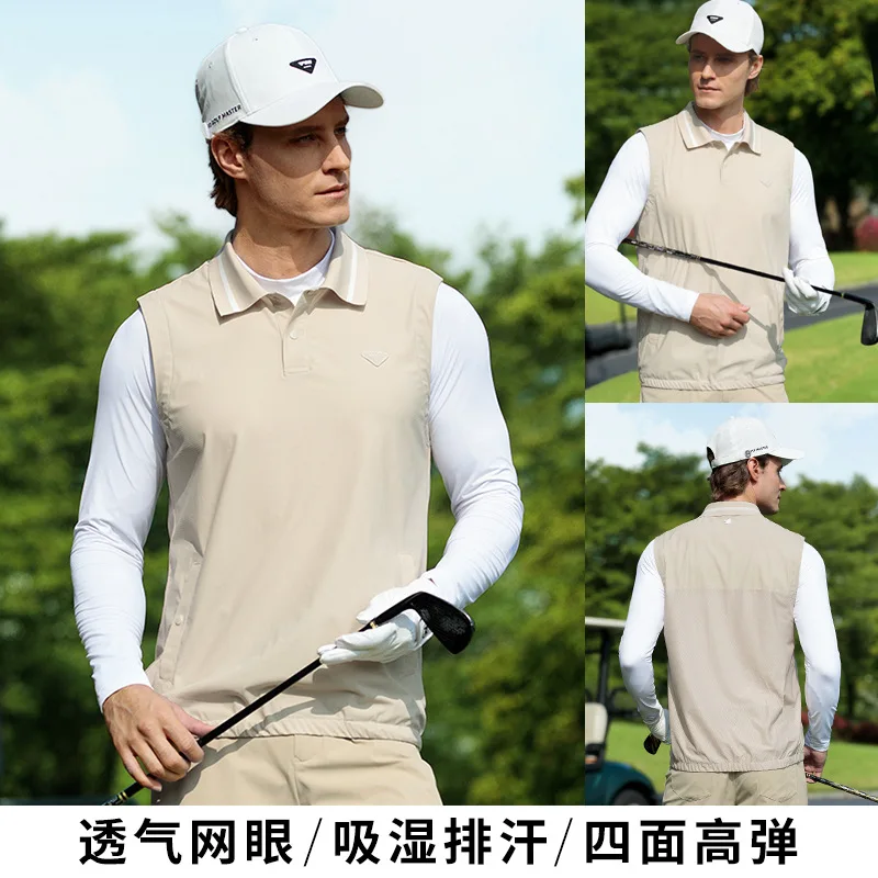 

PGM Men Golf Vest Summer Cotton Blend Breathable Stretch Sleeveless Shirt Training Wear