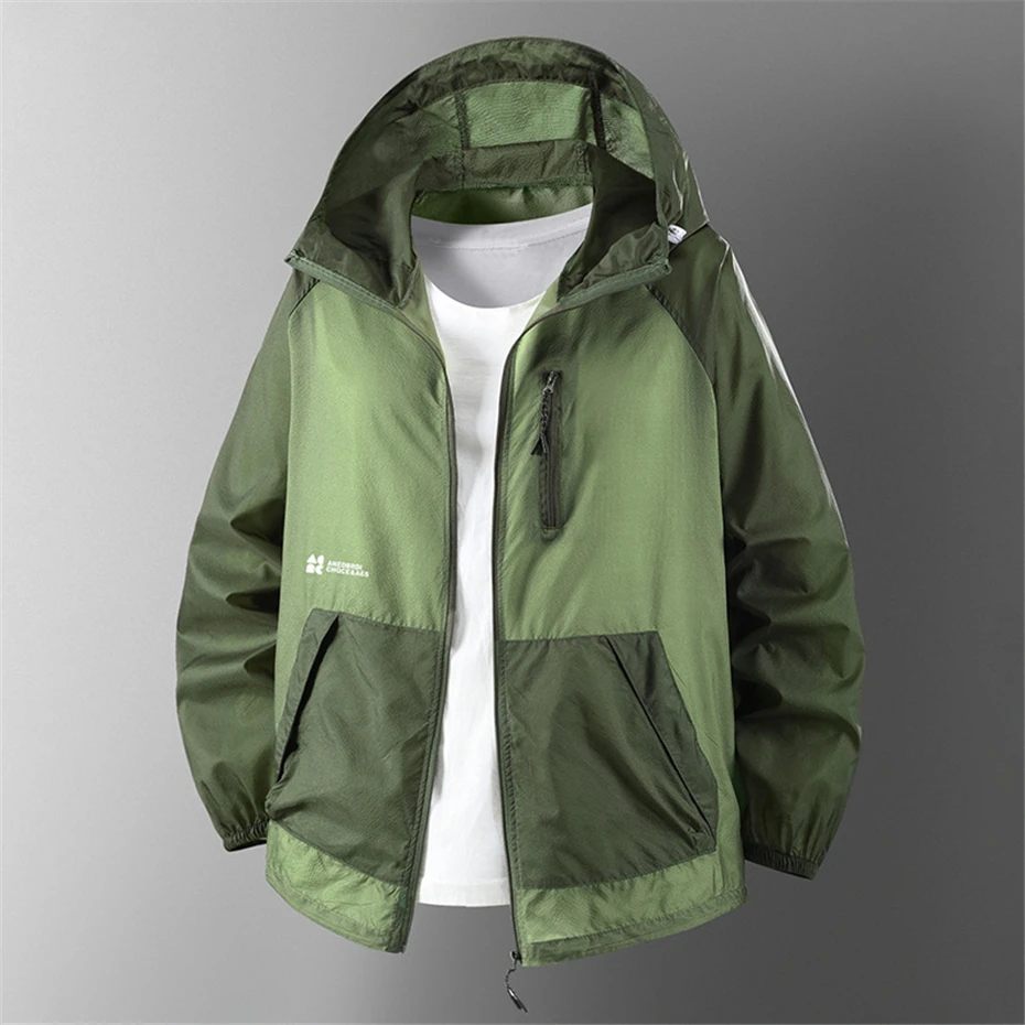 Summer Sunscreen Jacket Men Summer Thin Jacket Coat Black Fashion Casual Hooded Coat Fishing Cycling Outerwear