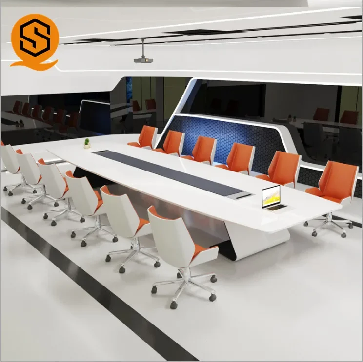 Latest Arrival Stylish Meeting Black White Desk Design for Boardroom Staff Negotiation Conference Table