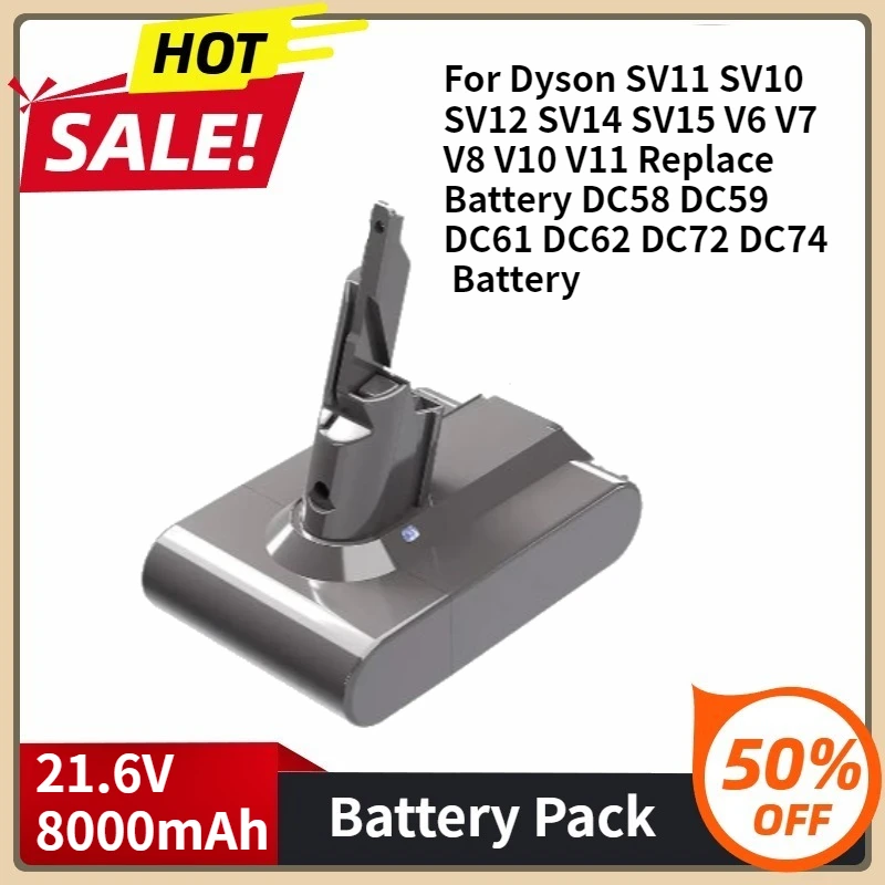 

Li ion Battery For Dyson SV11 SV10 SV12 SV14 SV15 V6 V7 V8 V10 V11 Replace Battery DC58 DC59 DC61 DC62 DC72 DC74 8000mAh Battery