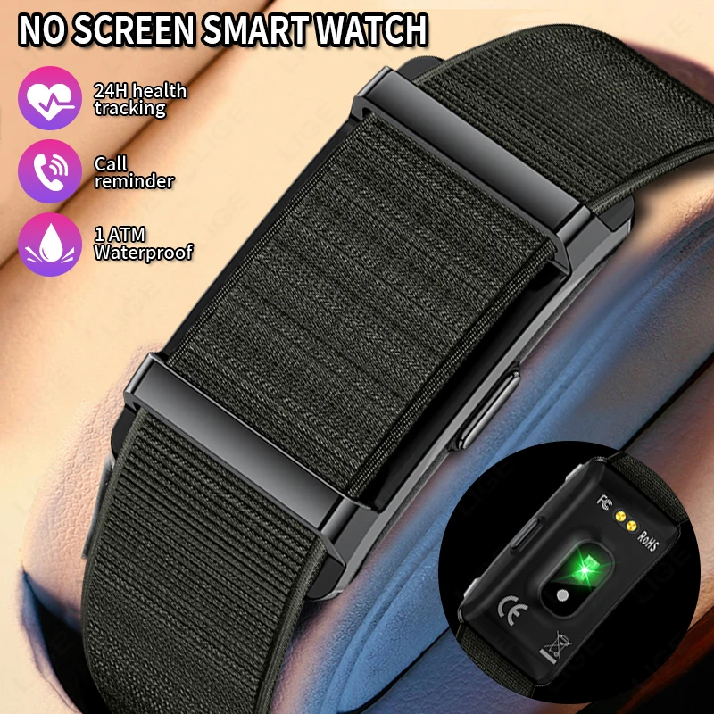 

Смарт-часы LIGE New без экрана для мужчин и женщин, водонепроницаемые 5ATM, для спорта и фитнеса, с мониторингом здоровья, умный браслет-термометр