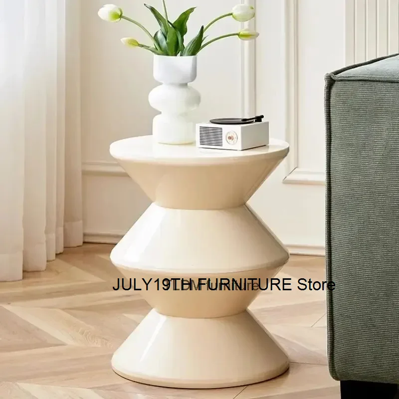 INS Plastic Sofa side table Living room Corner low table design decor Round Small bedside table Simple bathroom stool Furniture