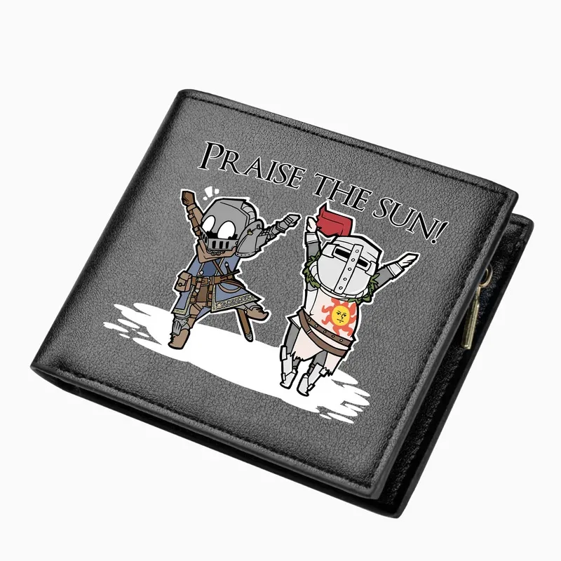 Carteras cortas CyDark Souls Series para hombre, tarjeteros de identificación de Anime, monedero de cuero para niños con bolsillos para monedas, bolsas de dinero plegables de Anime