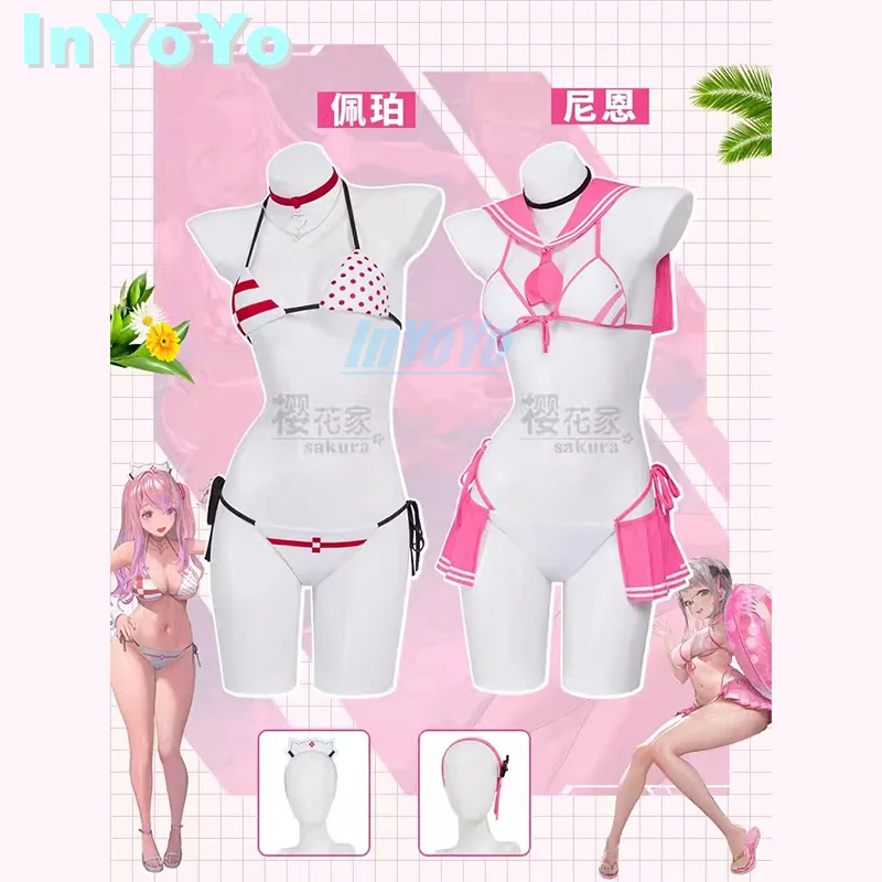 

InYoYo Pepper Neon Cosplay NIKKE The Goddess Of Victory Costume Summer Bikini Swimsuit Swimwear Swimming Game Suit Women Party