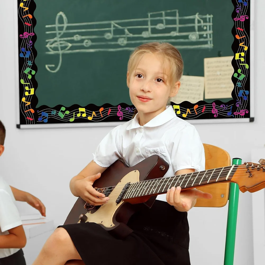 33Ft Musical Notes Bulletin Board Borders Black Self-Adhesive Trim Stickers For Classroom Music Theme Decorations Easy