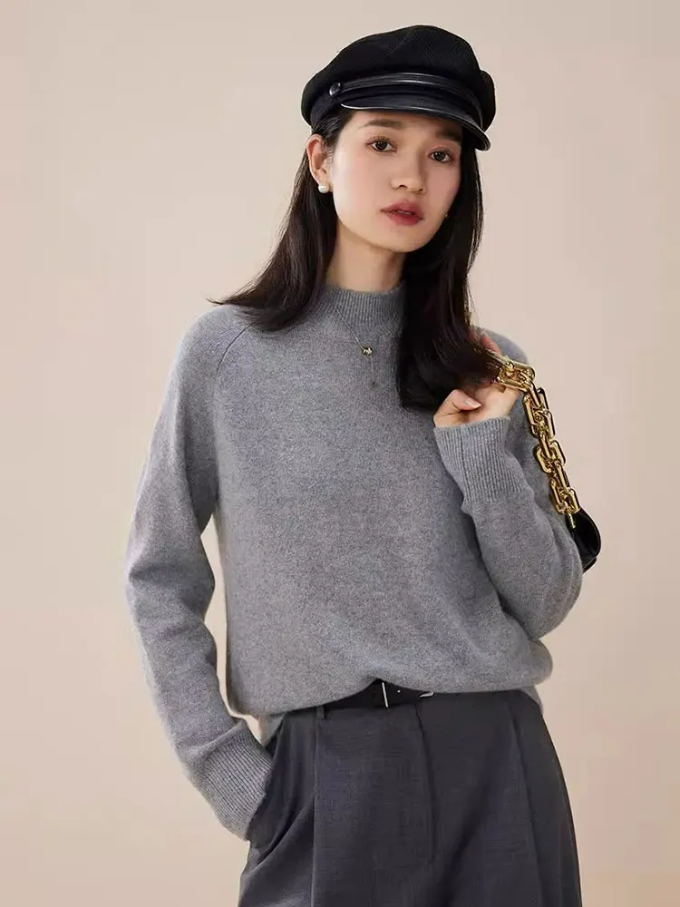 

Ele Color Knitted Sweater f High Collar Long Sve Inner Wear Korean Sle Loose Fit Commute Faion 2024 Winter