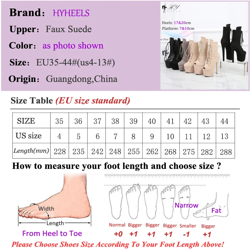 Sexy Suede Platform Ankle Boots Open Toe Fetish 20cm/8Inches Nightclub Stripper Heel Fashion Women Exotic Pole Dance Shoes