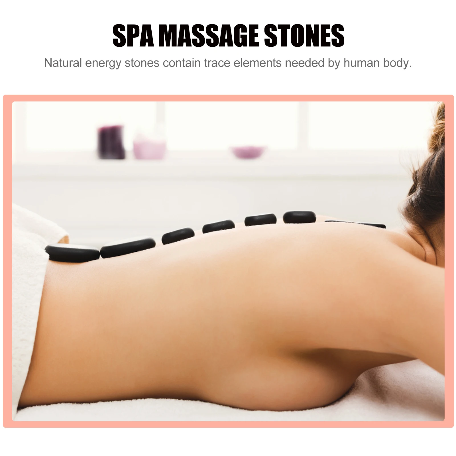 

10Pcs Energy Volcanic Hot Stones Spa Massage Stones Natural Smooth Stone for Therapy Relaxation Face Back Feet